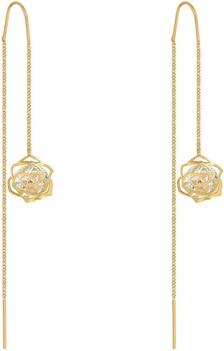 Aretes largos cadena flor - de,