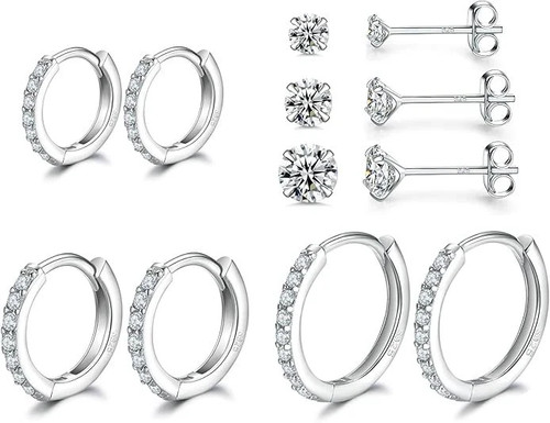 6pares aretes plata 925 - aretes,
