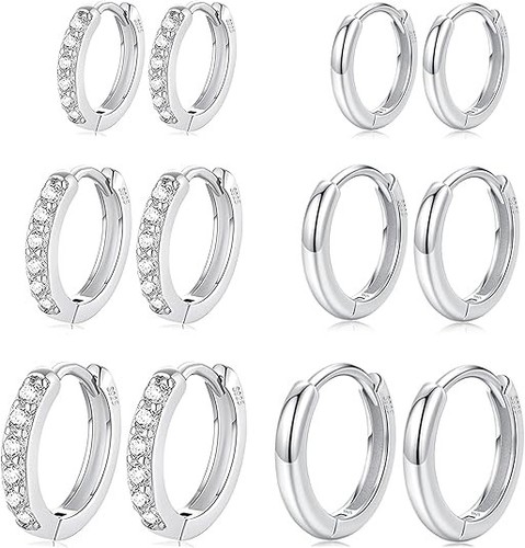 6pares aretes plata 925 - aretes,